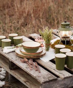 Enamelware 2-Tone Dining Collection - Olive Drab